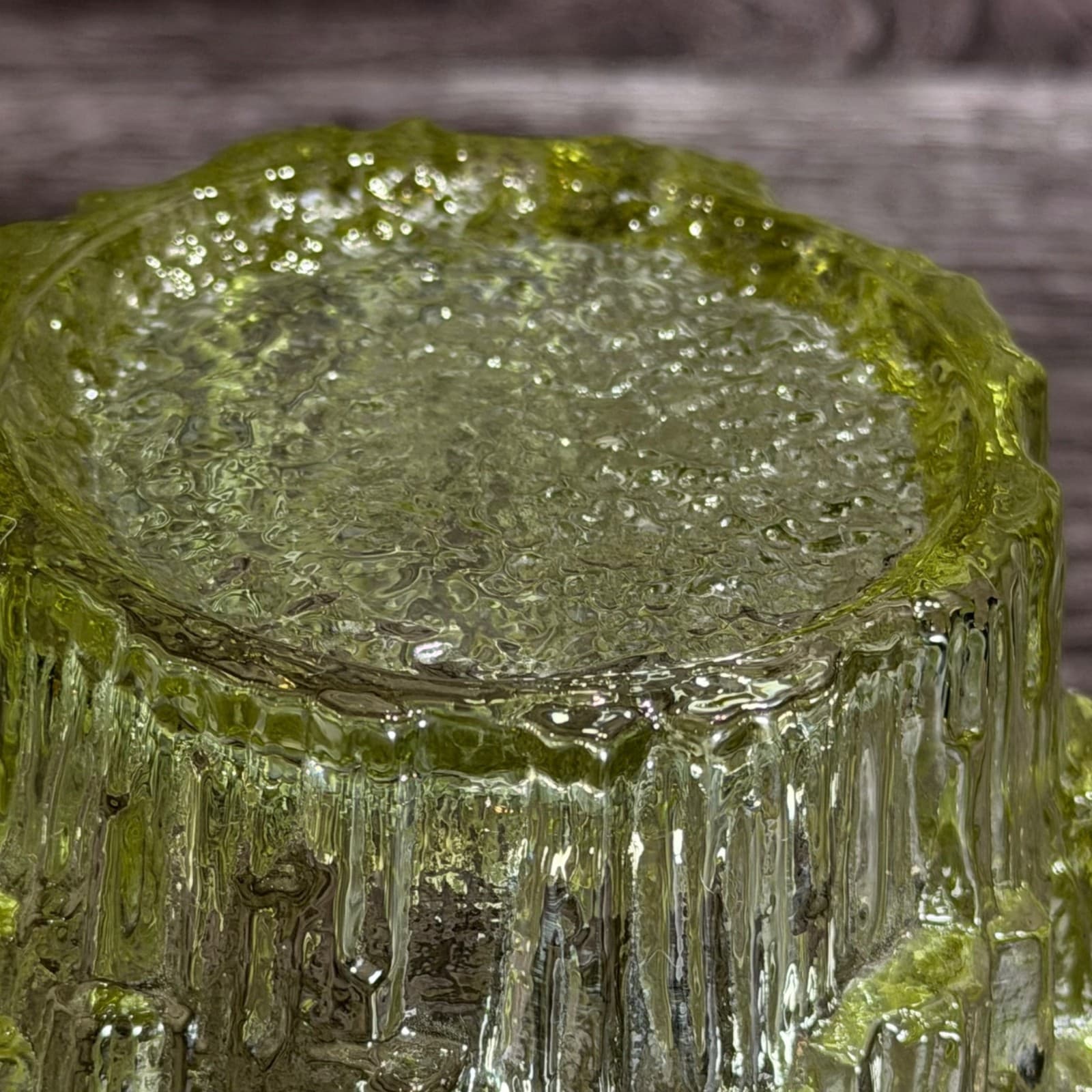 Dalzell-Viking Glass Yellow Icicle Glimmer Candle Tealight Holder VTG Home Décor - Thumbnail 9