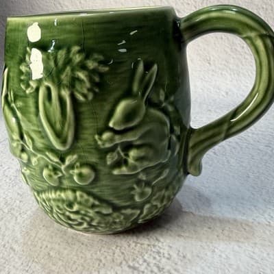 Bordallo Pinheiro Portugal Green Bunny Rabbit Mug Ceramic Coffee or Tea Cup - Thumbnail 3