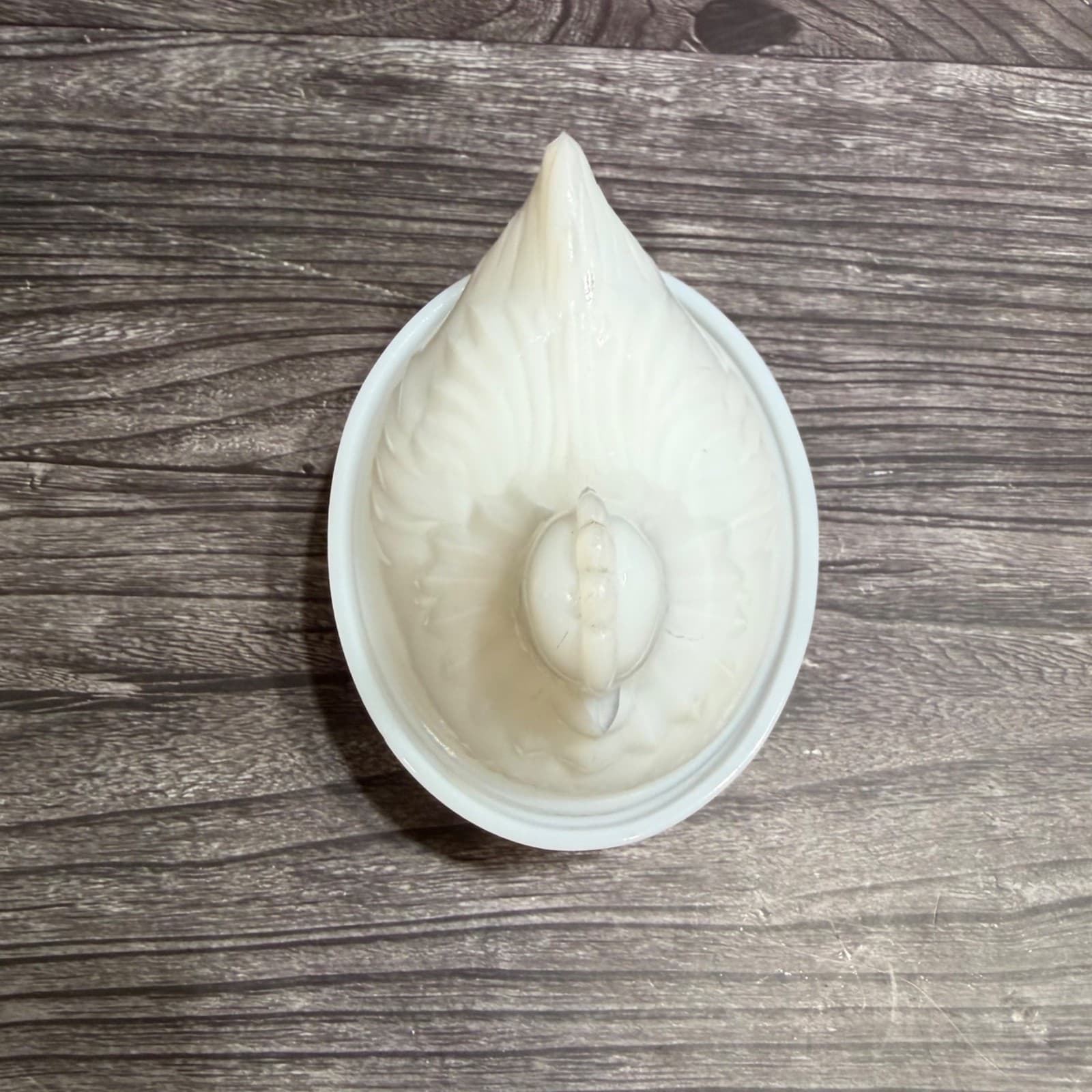 Hen On Nest Dish With Lid Hazel Atlas Platonite Opaline Milk Glass Smaller Size - Thumbnail 5