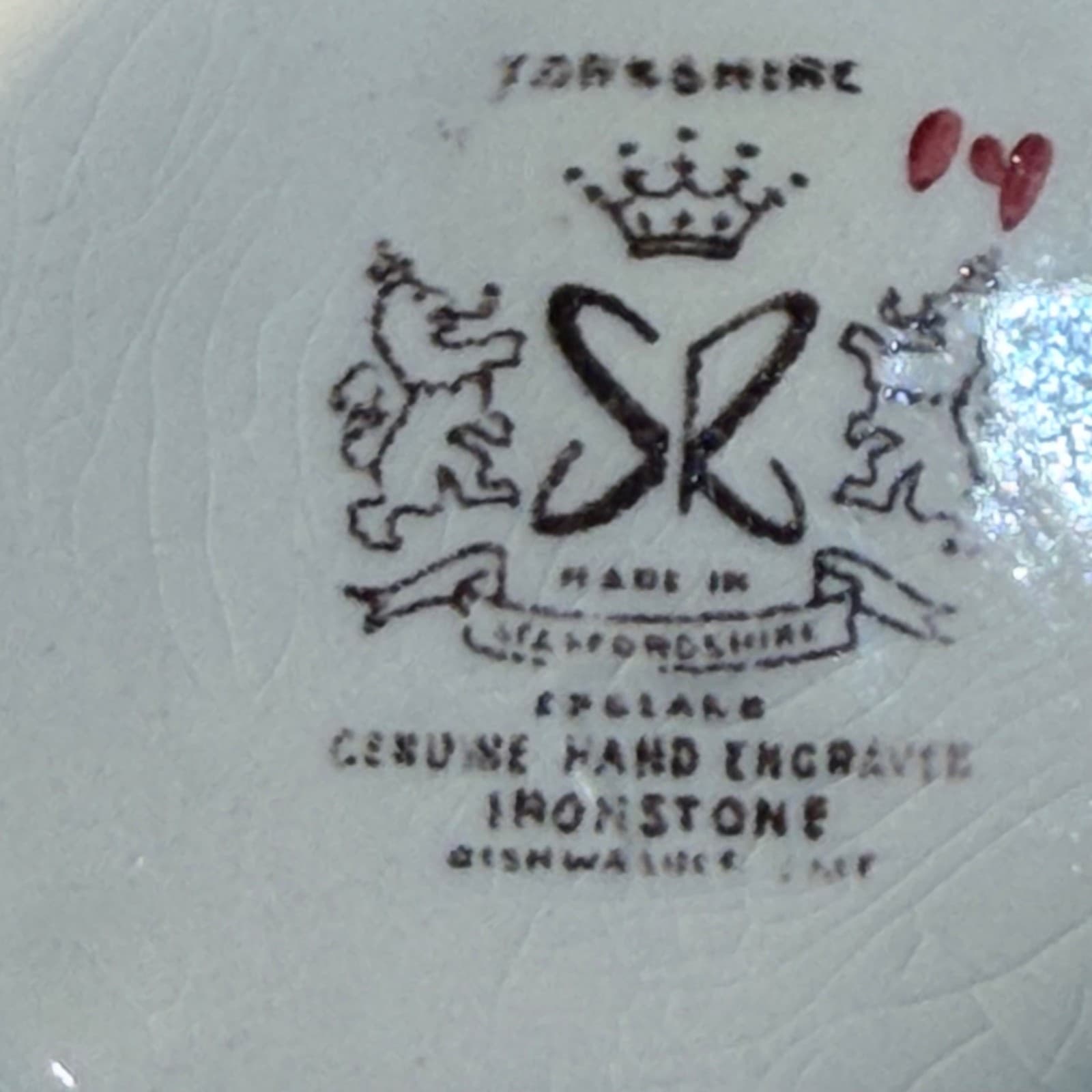 Mid-Century Staffordshire Hand Engraved Yorkshire Ironstone Sugar Bowl With Lid - Thumbnail 8
