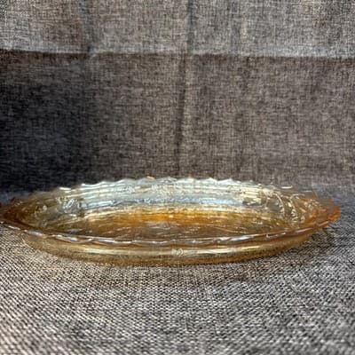 Vintage Jeannette Glass Co. Floragold Louisa Oval Serving Platter ~ 12 in. - Thumbnail 4