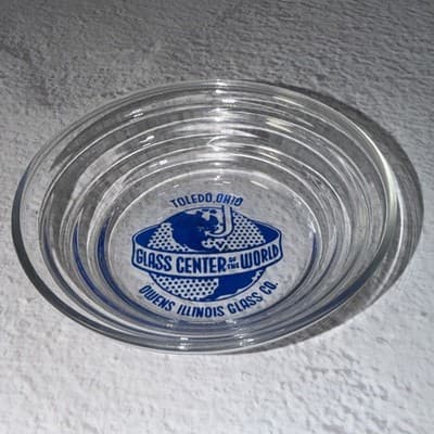 Owens Illinois Glass Center Of The World Toledo Ohio Vintage Tray Dish Glass - Thumbnail 2