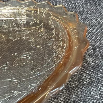 Vintage Jeannette Glass Co. Floragold Louisa Oval Serving Platter ~ 12 in. - Thumbnail 9