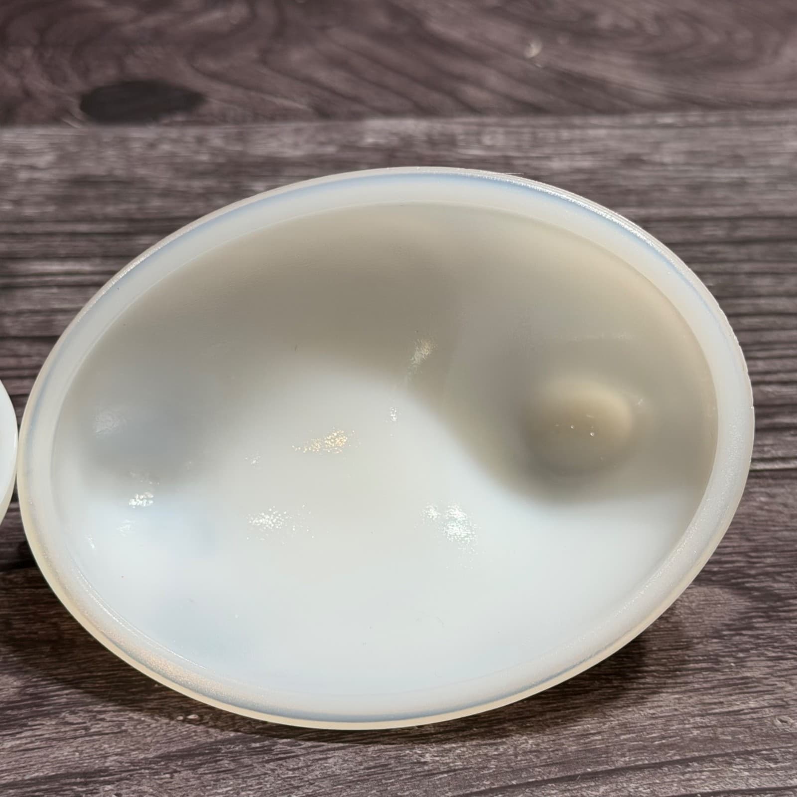 Hen On Nest Dish With Lid Hazel Atlas Platonite Opaline Milk Glass Smaller Size - Thumbnail 6
