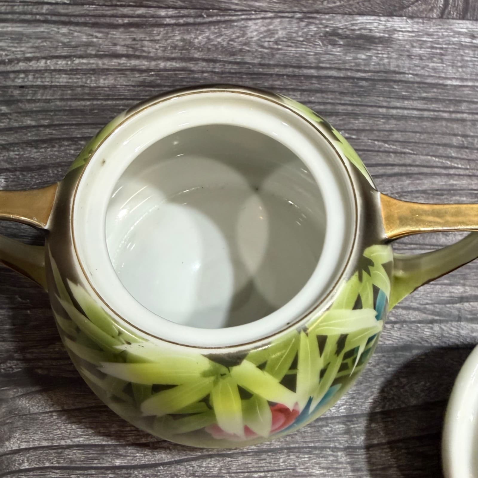 Hand-Painted Meito China VTG Porcelain Cream & Sugar Set Bamboo & Floral Design - Thumbnail 9
