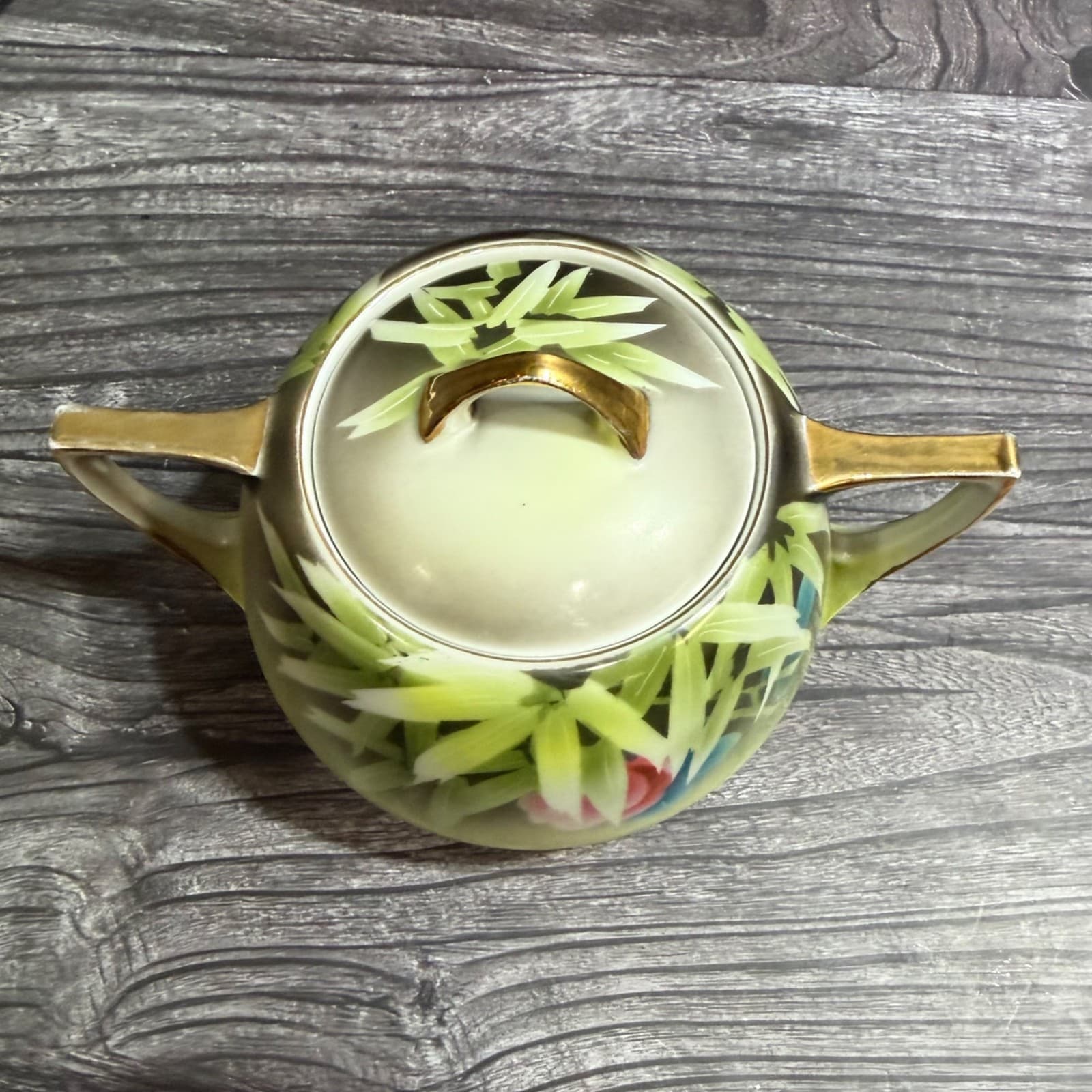 Hand-Painted Meito China VTG Porcelain Cream & Sugar Set Bamboo & Floral Design - Thumbnail 11
