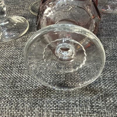 Set Of 6 Vintage Tiffin Kings Crown Ruby Red Flash Thumbprint Goblet Glass 4.25” - Thumbnail 4