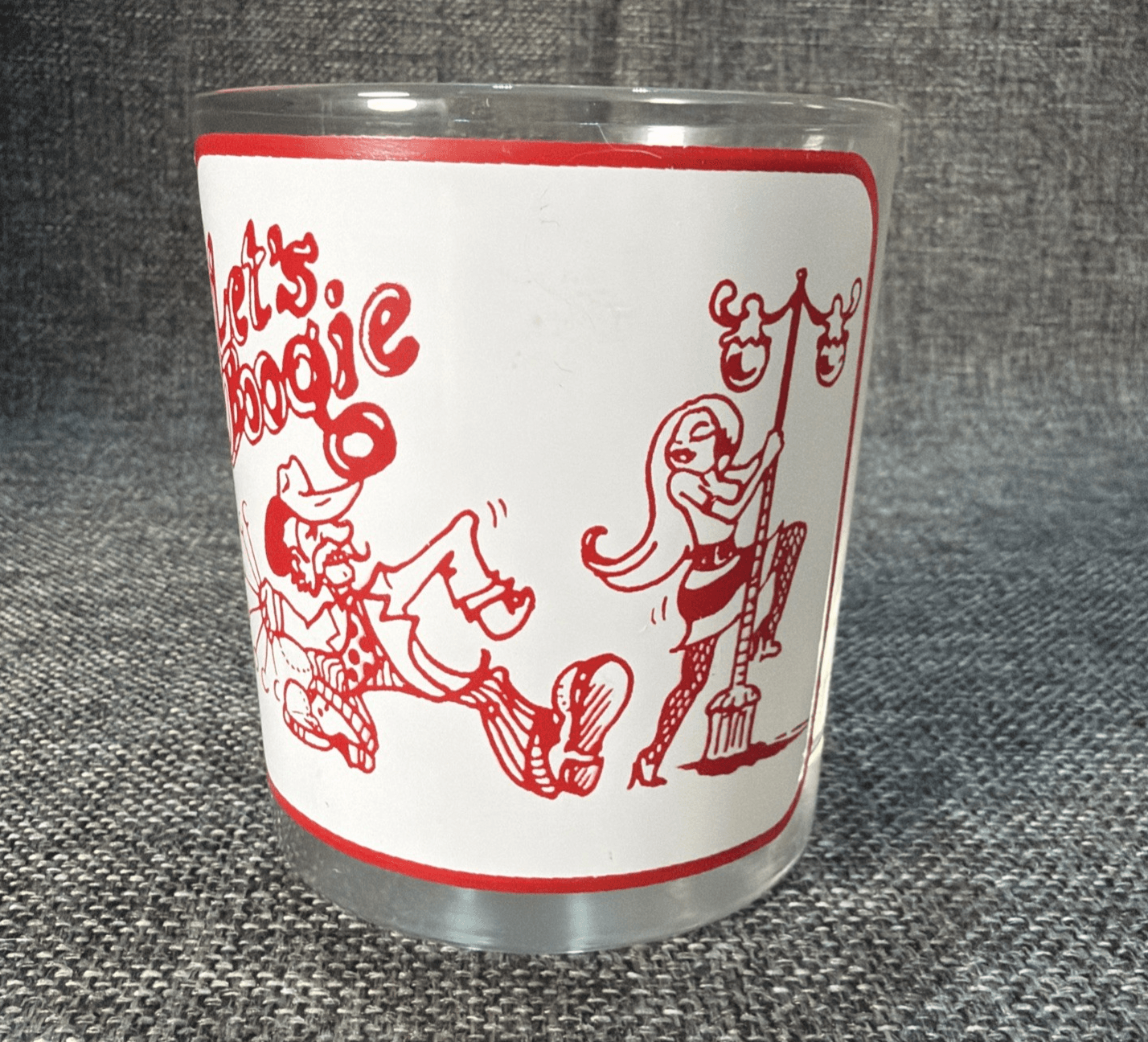 Let’s Boogie Cocktail Glass Hooker Pole Dance Funny Drinking Whiskey Cup Vintage