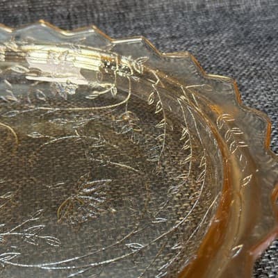 Vintage Jeannette Glass Co. Floragold Louisa Oval Serving Platter ~ 12 in. - Thumbnail 8