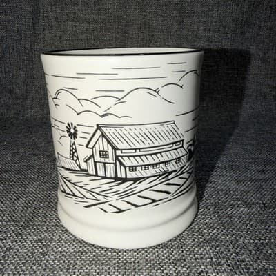 Barn Farm Scene Coffee Mug Tractor Supply Co Red Shed Stoneware Windmill Cup - Thumbnail 2