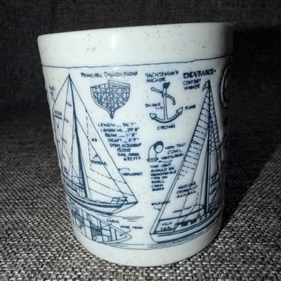 Vintage Nautical Coffee Mug Tea Cup Endurance Sailboat Yacht Blueprint Design - Thumbnail 2