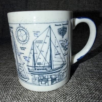 Vintage Nautical Coffee Mug Tea Cup Endurance Sailboat Yacht Blueprint Design - Thumbnail 3