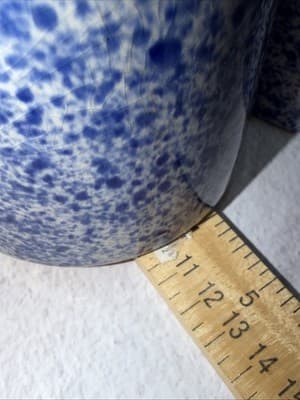 Set of 3 Spongeware Blue Ceramic Canisters Speckled Farm Style Small Medium Larg - Thumbnail 15