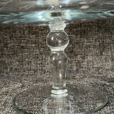 Vintage Etched Glass Pedestal Compote Bowl Centerpiece Floral Fruit Or Pudding - Thumbnail 4