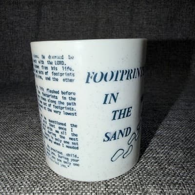 Mug Footprints In The Sand Inspirational Coffee Cup Blue Imprint Jesus Christian - Thumbnail 2
