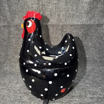 Scentsy Chicken HOKEY POKEY Black White Polka Dot Rooster Wax Warmer Retired
