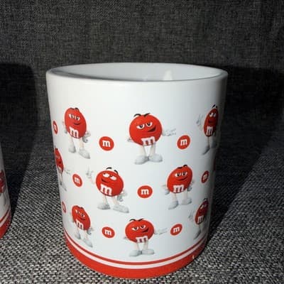 M&M's Red M&M Graphic Coffee Mug Set Of 2 Character Coffee Tea Cup Vintage - Thumbnail 5
