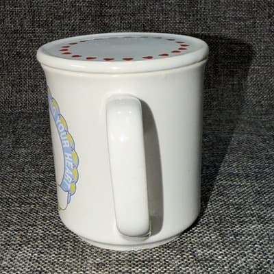 Vtg 1980’s Goose Blue Double Duck Geese Country Ceramic Mug Giftco Heart Lid - Thumbnail 4