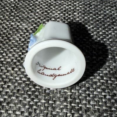 Thimble Floral By Lindner Handarbeit Germany Hand painted Blue Flowers 3D - Thumbnail 6