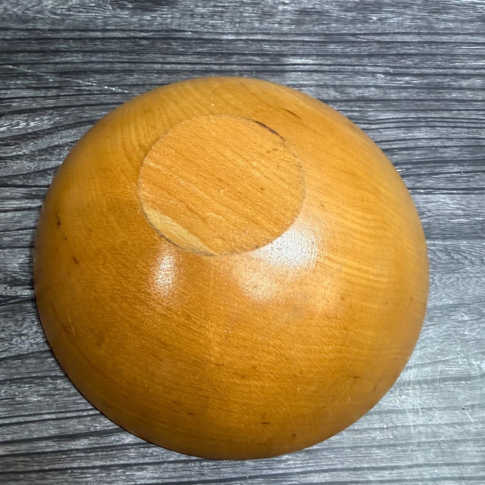6” Hand Carved Vintage Wooden Bowl With Painted Pinecone Design - Thumbnail 9