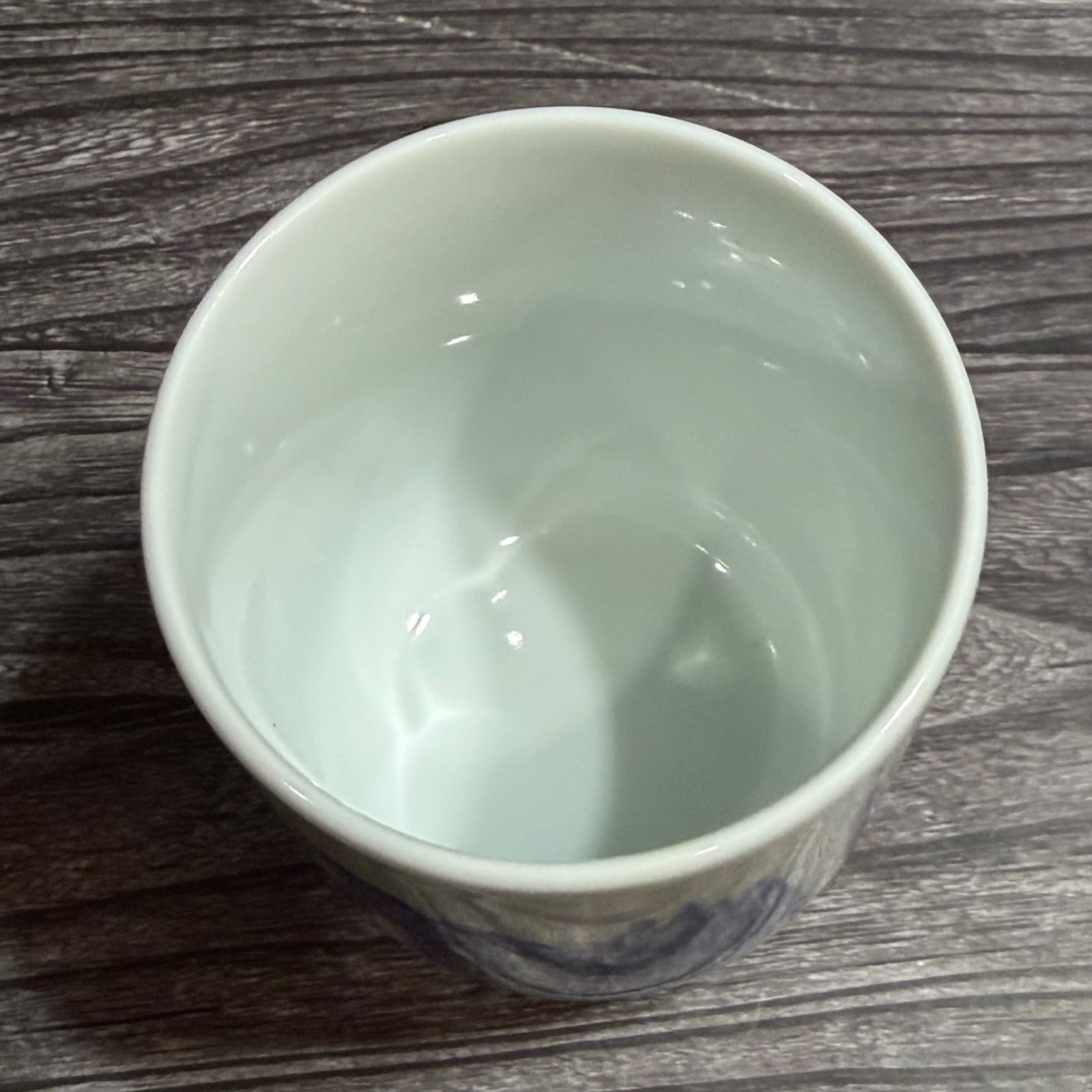 Porcelain Cup Blue Japanese Waterfall Kan'on Falls Japans Top 100 Waterfalls VTG - Thumbnail 2