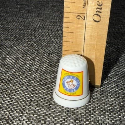 6 Porcelain Thimbles- Morton salt, Campbells, Coca Cola, Bon Ami, A&H and Ivory - Thumbnail 8