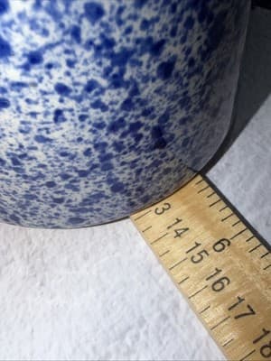 Set of 3 Spongeware Blue Ceramic Canisters Speckled Farm Style Small Medium Larg - Thumbnail 17