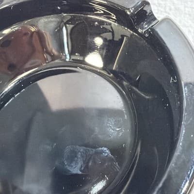 Vintage Black Round Ashtray 4.5” Across 3 Cigarette Slots Thick Glass MCM EUC - Thumbnail 7
