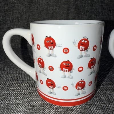 M&M's Red M&M Graphic Coffee Mug Set Of 2 Character Coffee Tea Cup Vintage - Thumbnail 2