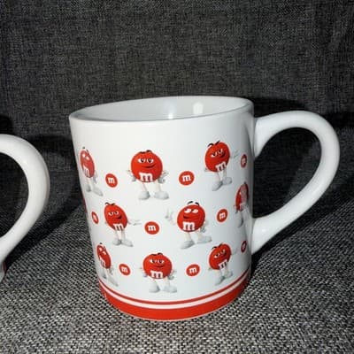 M&M's Red M&M Graphic Coffee Mug Set Of 2 Character Coffee Tea Cup Vintage - Thumbnail 7
