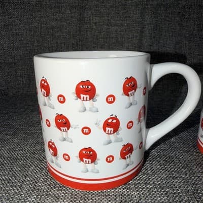 M&M's Red M&M Graphic Coffee Mug Set Of 2 Character Coffee Tea Cup Vintage - Thumbnail 6