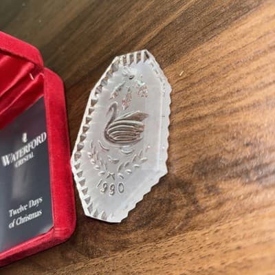 New *VINTAGE* Waterford Crystal Ornament 1990 12 Days Christmas 7 Swans Swimming - Thumbnail 5