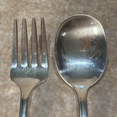 Community White Orchid Silverplate, Baby Child Fork & Spoon 4.75" - Thumbnail 4