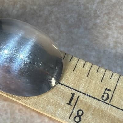 Vintage Sterling Silver Baby Fork Spoon Set Chevron Or Feather Edge 33 Grams - Thumbnail 13