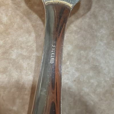 Vintage Sterling Silver Baby Fork Spoon Set Chevron Or Feather Edge 33 Grams - Thumbnail 9