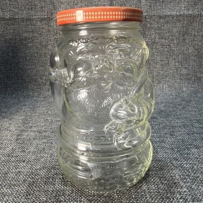 Kraft Vintage MCM Jelly Jar With Original Lid Santa Claus Gifts Glass Holidays - Thumbnail 2