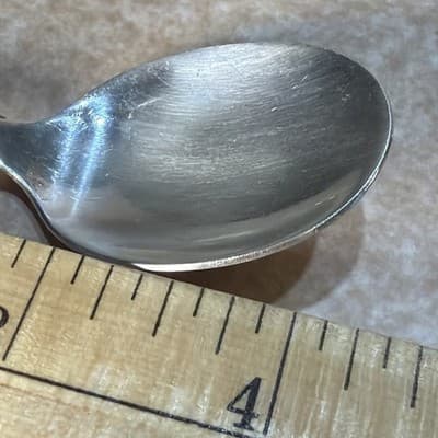 Vintage Sterling Silver Baby Fork Spoon Set Chevron Or Feather Edge 33 Grams - Thumbnail 14