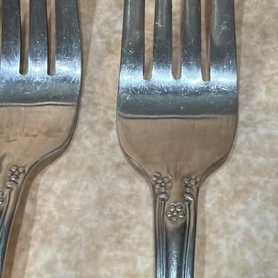 4 Pfaltzgraff HEIRLOOM REMEMBRANCE BETHANY Stainless Silverware Dinner Forks - Thumbnail 4