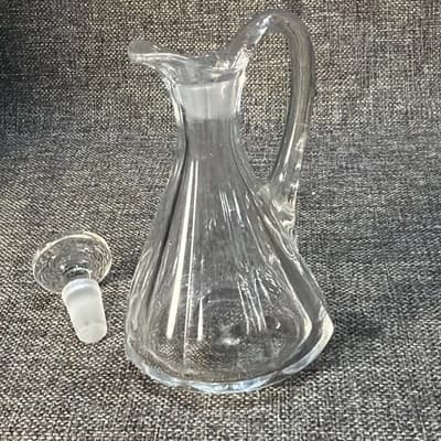 Antique EAPG Molded & Blown Heavy Glass Cruet 5.25″ Manganese Glow W Stopper ECU - Thumbnail 10