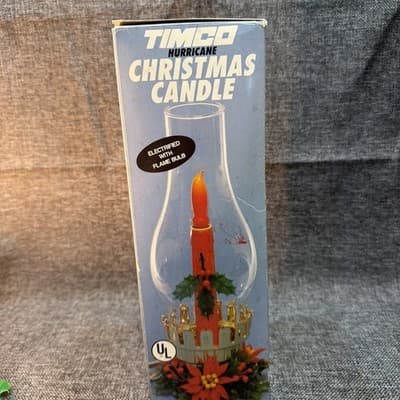 TIMCO Vintage Flame Christmas Hurricane Glass Candle Lamp Light 11" Tested - Thumbnail 7