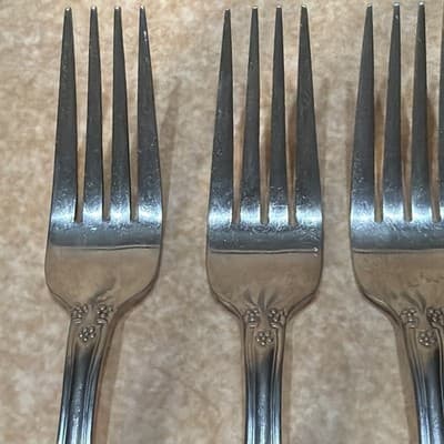 4 Pfaltzgraff HEIRLOOM REMEMBRANCE BETHANY Stainless Silverware Dinner Forks - Thumbnail 3