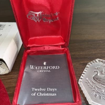 New *VINTAGE* Waterford Crystal Ornament 1990 12 Days Christmas 7 Swans Swimming - Thumbnail 3