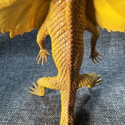Vintage Imperial Dragon Frilled Lizard Figure Yellow Orange Plastic 12” X 7.5” - Thumbnail 7