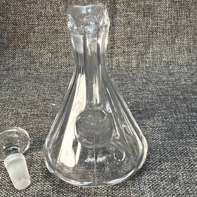 Antique EAPG Molded & Blown Heavy Glass Cruet 5.25″ Manganese Glow W Stopper ECU - Thumbnail 11