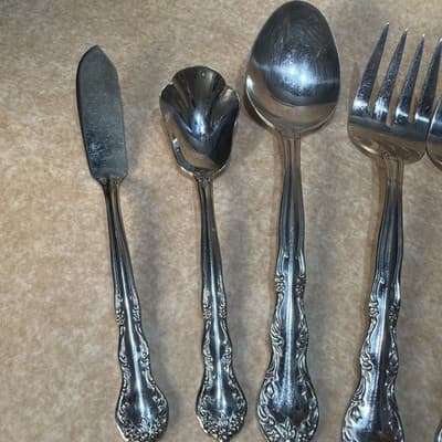 7 Pcs Pfaltzgraff HEIRLOOM REMEMBRANCE BETHANY Stainless Silverware Serving Set - Thumbnail 4