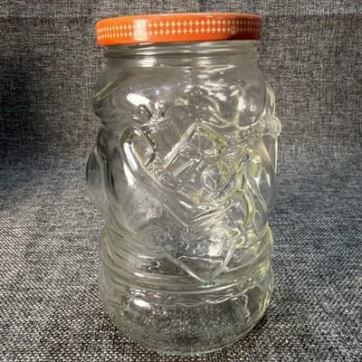 Kraft Vintage MCM Jelly Jar With Original Lid Santa Claus Gifts Glass Holidays - Thumbnail 4