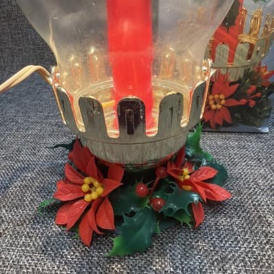 TIMCO Vintage Flame Christmas Hurricane Glass Candle Lamp Light 11" Tested - Thumbnail 2