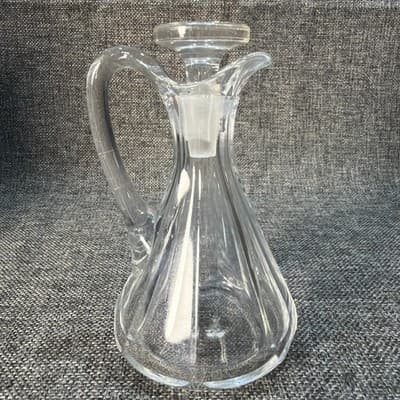 Antique EAPG Molded & Blown Heavy Glass Cruet 5.25″ Manganese Glow W Stopper ECU - Thumbnail 4