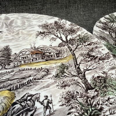 3 Vintage Staffordshire Yorkshire Ironstone 9 3/4” Dinner Plates 4405 Colors - Thumbnail 8