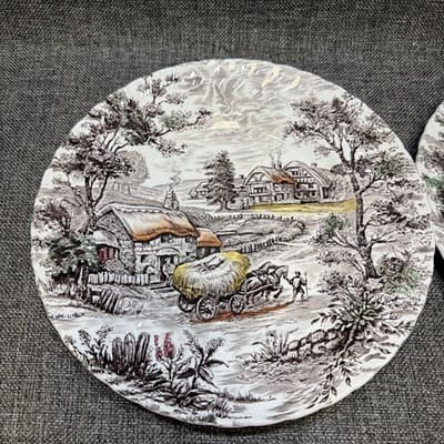 3 Vintage Staffordshire Yorkshire Ironstone 9 3/4” Dinner Plates 4405 Colors - Thumbnail 6